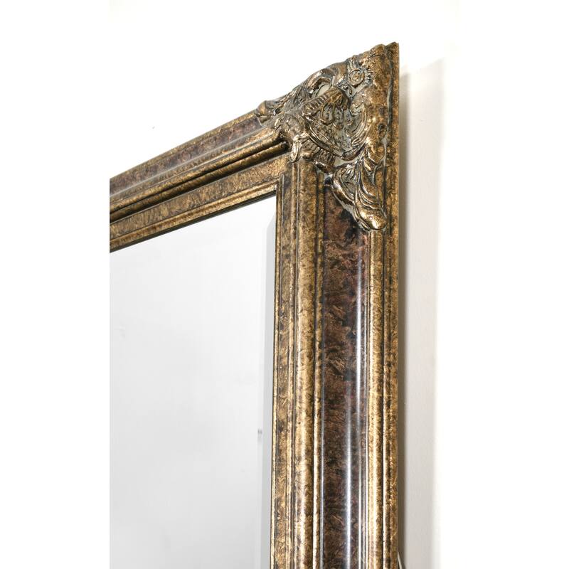 Mini Grand Victorian Mirror 24x36 Burl Marble Gold - Brown