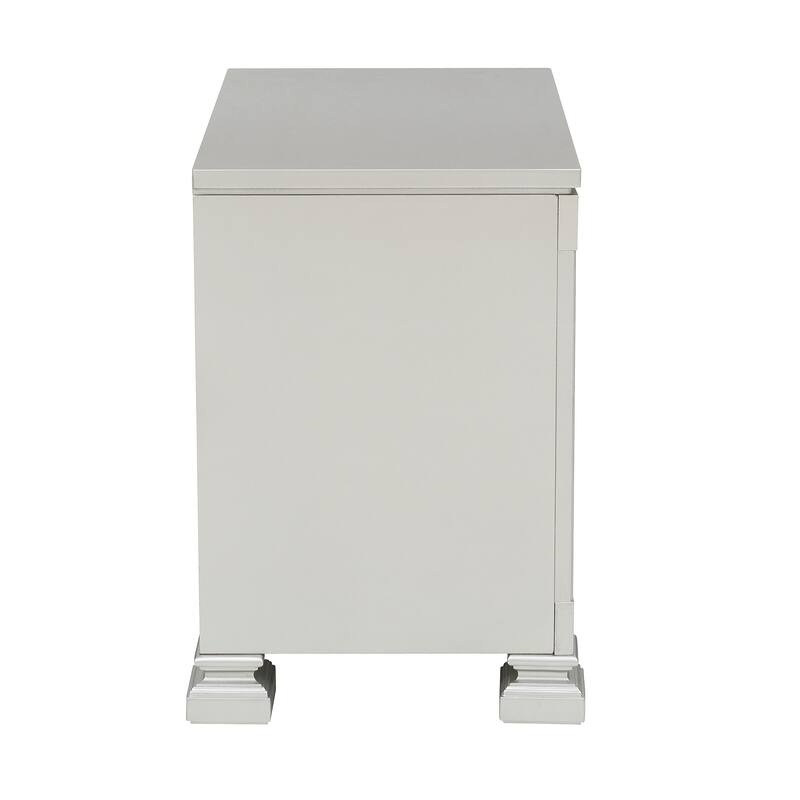 Glamorous Modern Design 1pc Nightstand of 2x Drawers Faux Crystal Knobs Furniture