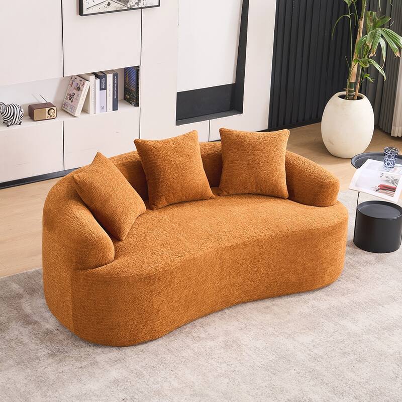 Chenille Fabric Loveseat Sofa - Orange