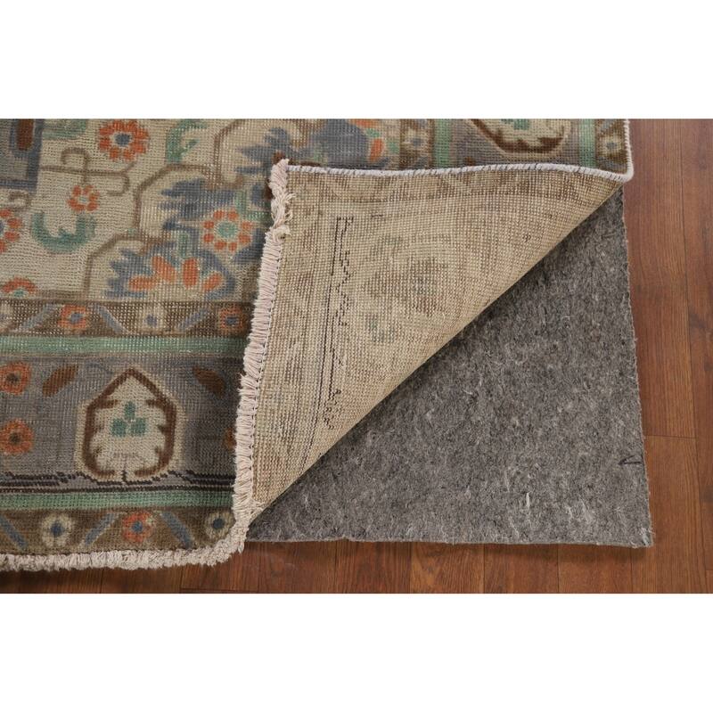 Distressed Grey Tabriz Vintage Persian Rug Hand-Knotted Wool Carpet - 6'7" x 9'4"