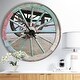 preview thumbnail 1 of 7, Designart 'Turquoise Painted Cottage Wagon Wheel Clock' Oversized Farmhouse Wall CLock 23 in. wide x 23 in. high