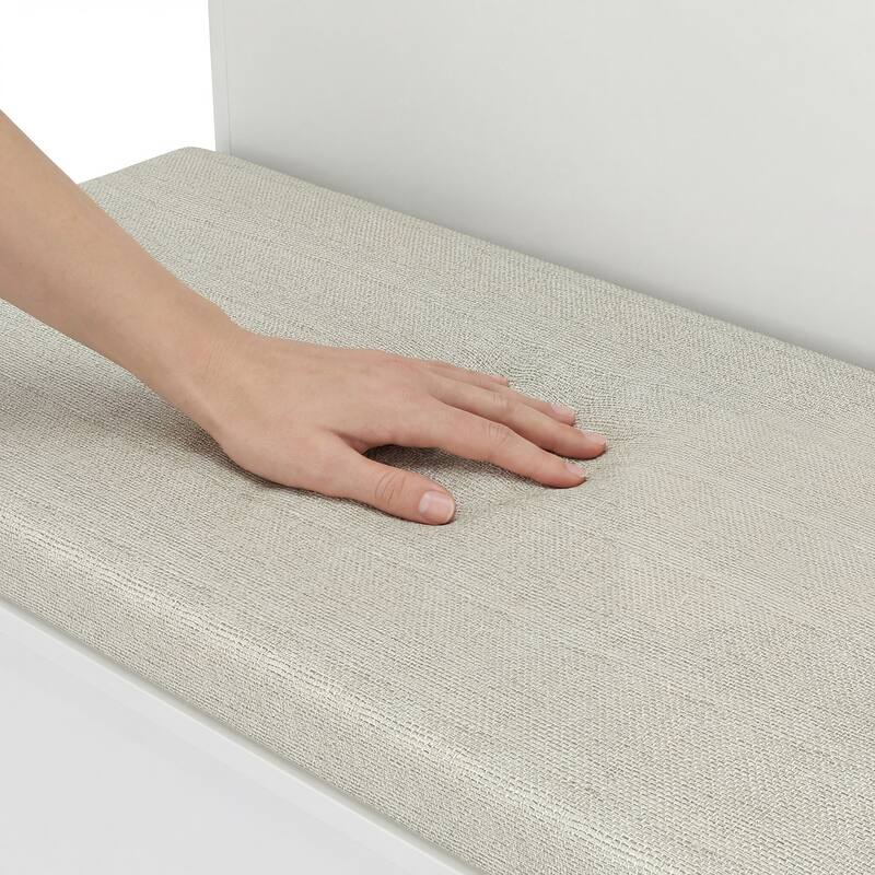 Entryway Cabinet Tempered Glass DoorsStorage Bench with Cushion, Modern Mudroom Hall Tree Organizer with Hidden Storage