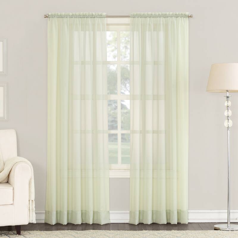 No. 918 Emily Voile Sheer Rod Pocket Curtain Panel, Single Panel - 59x63 - Aloe