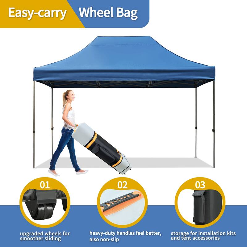 Clihome 10x15 Pop Up Canopy Tent with 4 Sidewalls, 3 Height Adjustable Outdoor Party Event Tent