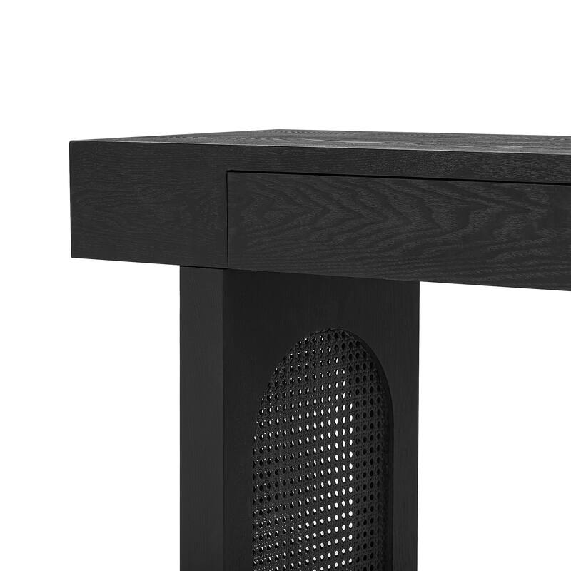52 Inch 2 Drawers Console Table/Bar Table with Natural Wood Finish