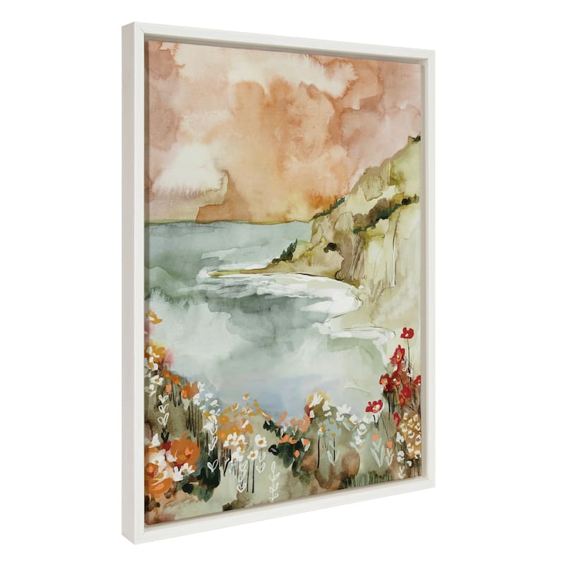 Kate and Laurel Sylvie Landscape 04 Framed Canvas by Annie Quigley - 18x24 - White