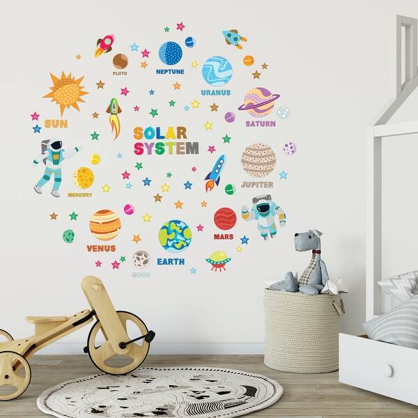 slide 2 of 4, Walplus Educational Solar System Adventure Kids Art Wall Sticker Decal