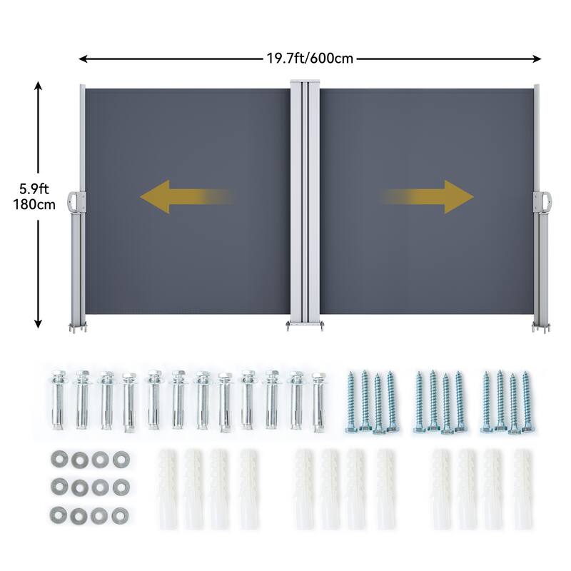 Outdoor Retractable Double Side Awning Waterproof UV-Resistant Folding Privacy Screen Fence