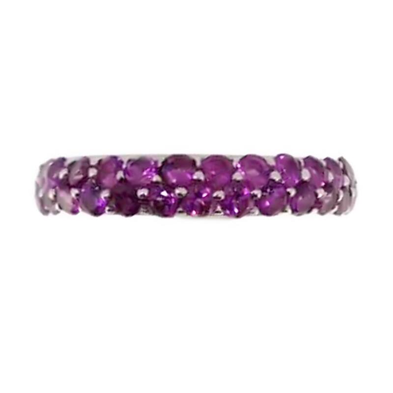 Sterling Silver Rhodolite Stack Band Ring Size - 7