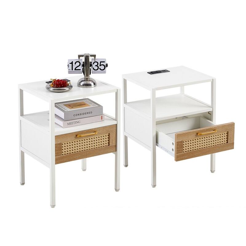 1-Piece or 2-Piece 15.75" Rattan Side Table