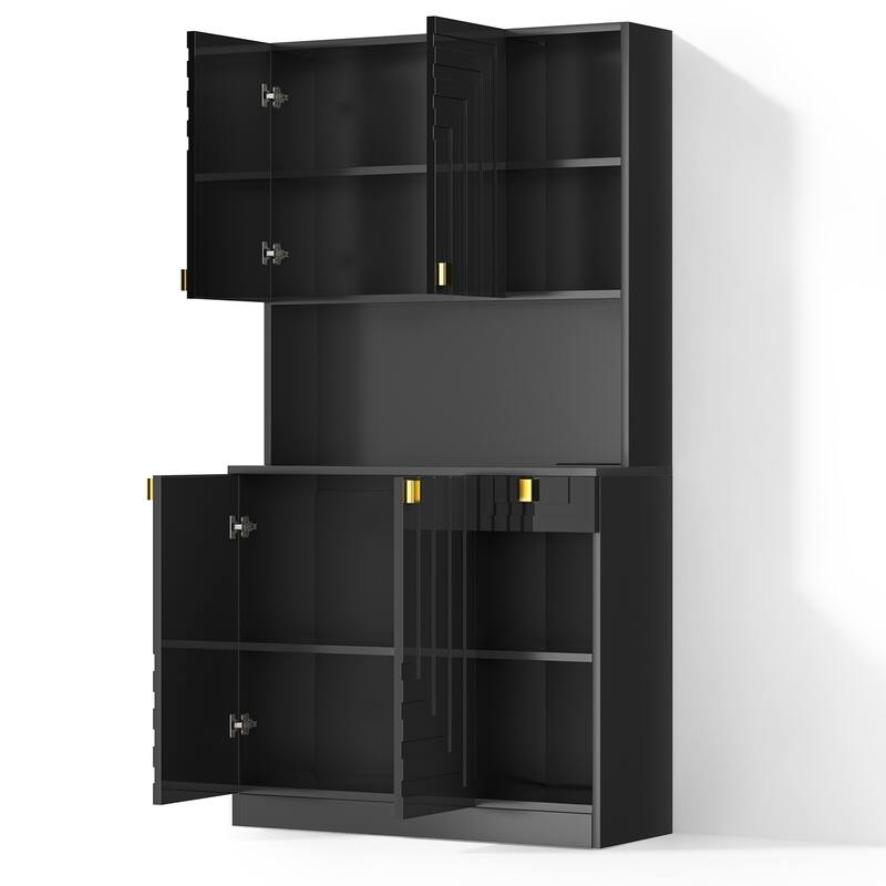 Meyreso Wood Tall Furniture - Kitchen Pantry Storage Cabinet with Doors