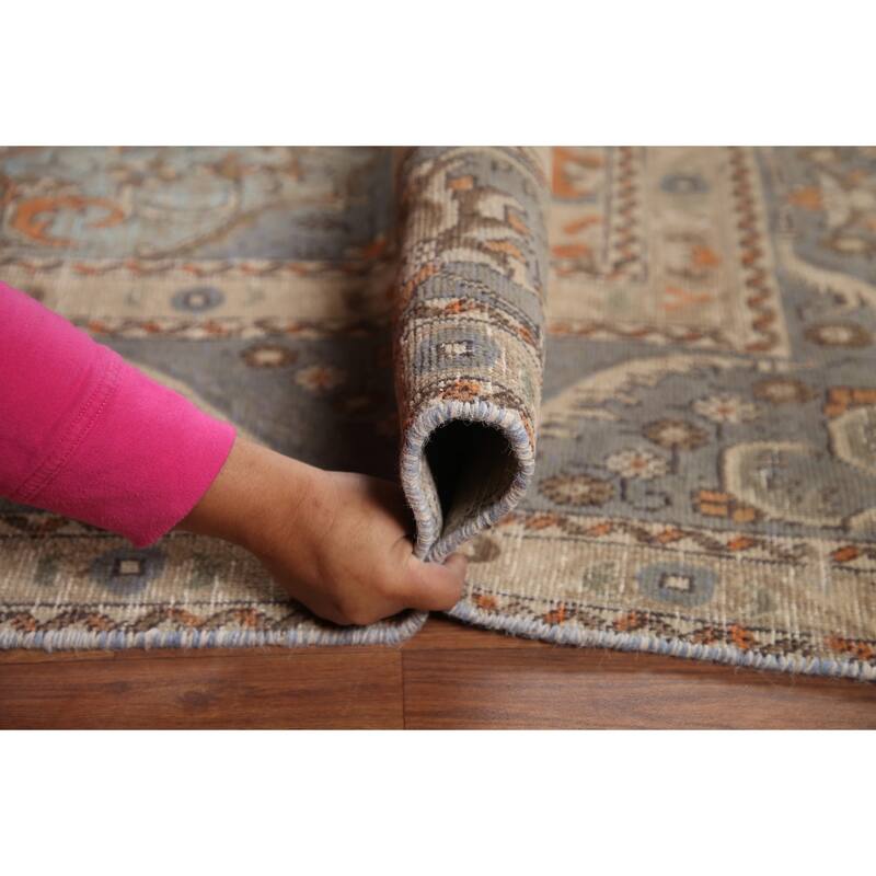 Hand Knotted Oriental 100% Wool Carpet Traditional Medallion Beige & Ivories Tabriz Area Rug - 12' 10'' X 9' 2''