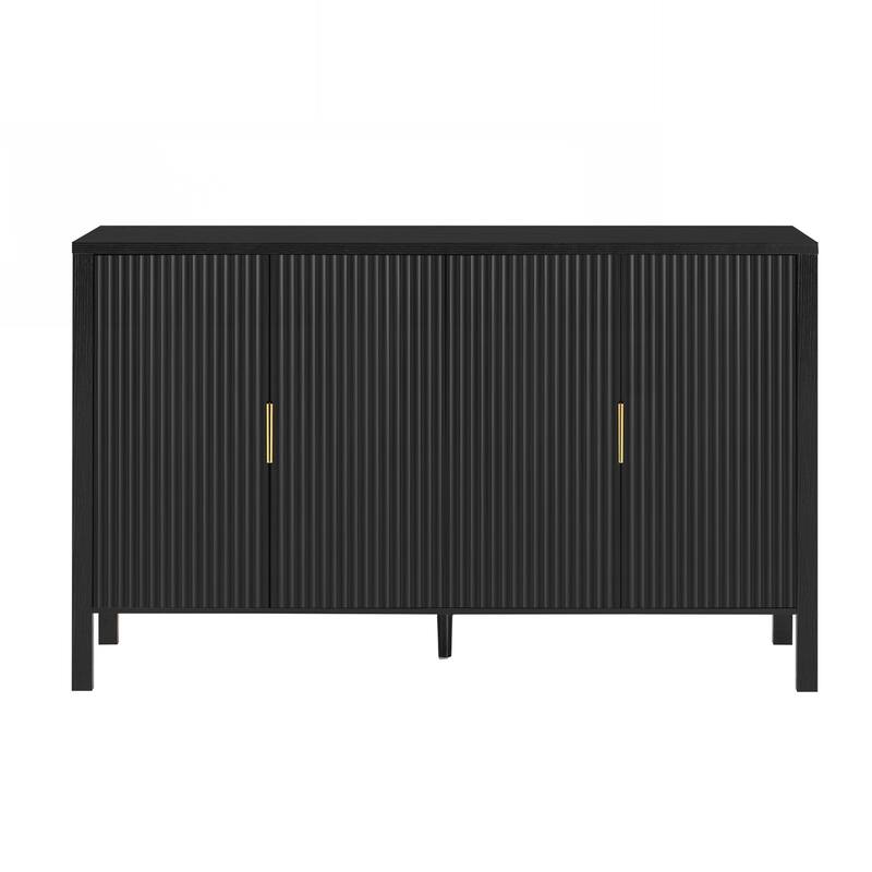 4-Door Sideboard with Back-of-Door Storage Racks & Side Hooks, Adjustable Shelves
