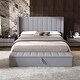 preview thumbnail 2 of 8, Queen Upholstered Platform Bed with Headboard and Large Storage Compartment