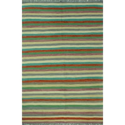 Noori Rug Winchester Flatweave Obi Rust/Green Rug - 3'11" x 5'10"