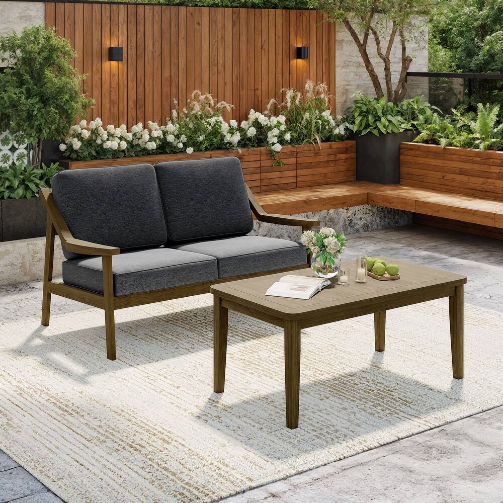 Outdoor Patio Wood Bistro Set/Loveseat Set
