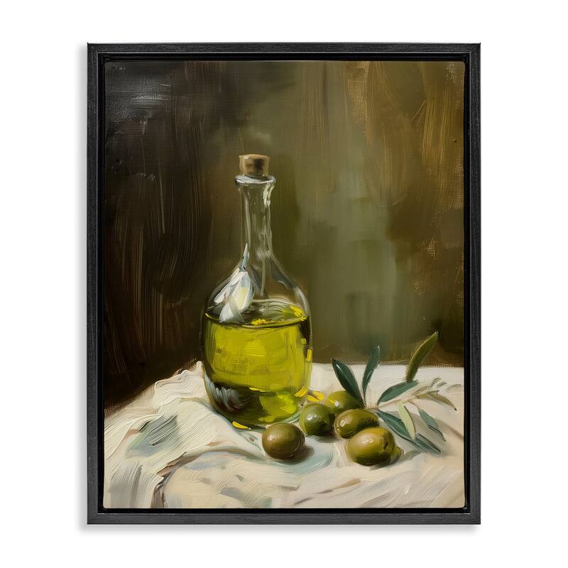 Stupell Olive Oil Still Life Framed Floater Canvas Wall Art Design By Arlington Prints - 25 x 31 - Black
