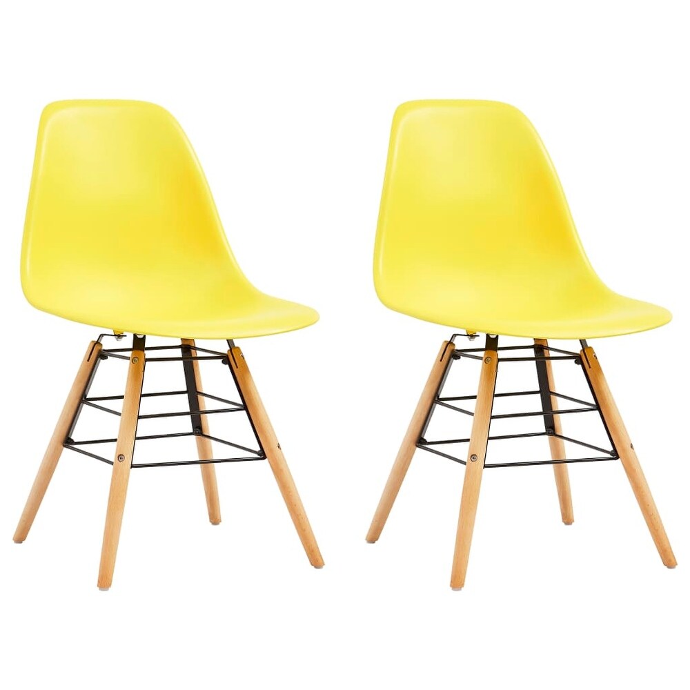 vidaXL Dining Chairs 2 pcs Yellow Plastic (Set of 2)