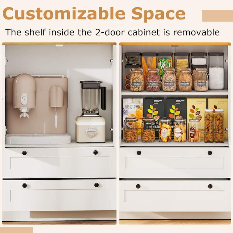 Gymax Sideboard Buffet Cabinet Kitchen Pantry Hutch Storage Cabinet