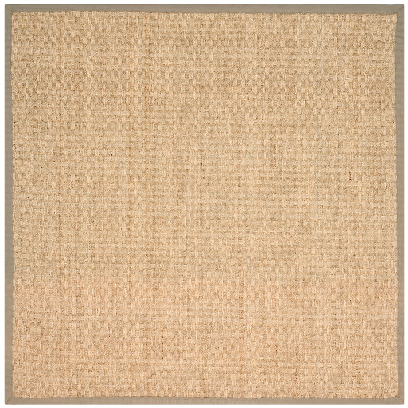 SAFAVIEH Natural Fiber Zymryd Basketweave Seagrass Rug - 6' Square - Natural/Olive