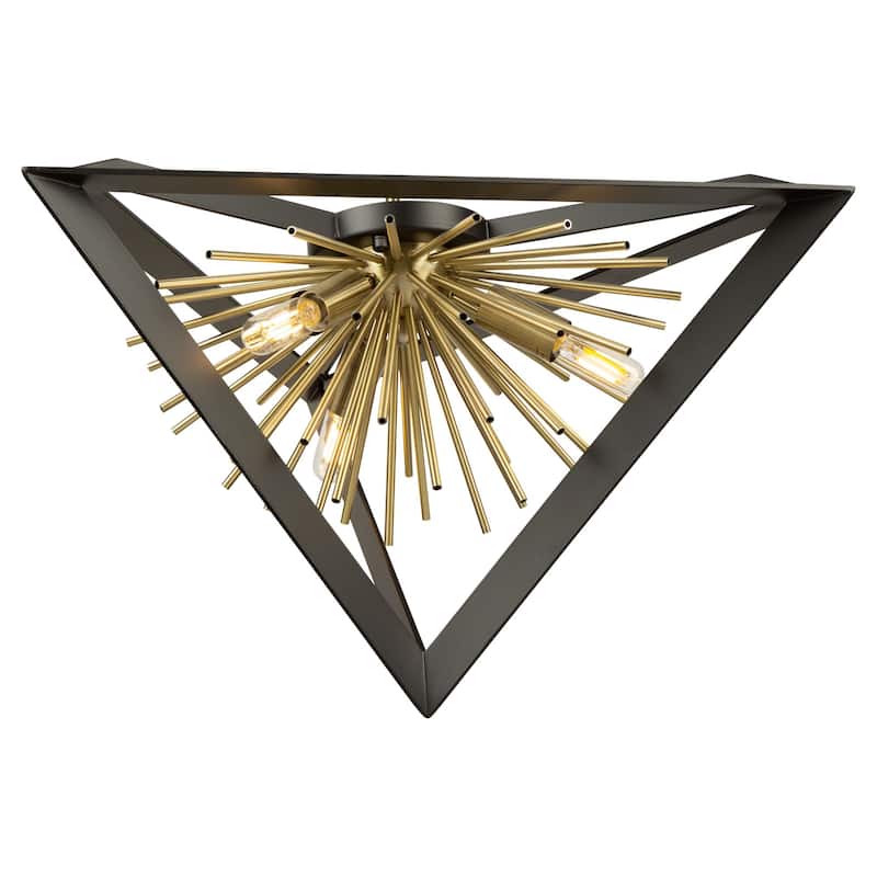 Sunburst Flush Mount (Matte Black & Satin Brass Finish)