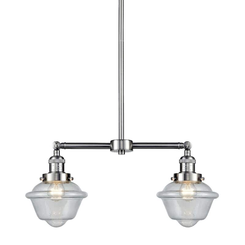 Innovations Lighting Small Oxford 2 Light 24" Wide Linear Chandelier - Brushed Satin Nickel / Seedy