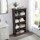 preview thumbnail 16 of 23, GDFStudio - Brookline Modern Storage Glass Display Cabinet with Flip-Up Glass Doors and 4-Tier Shelving