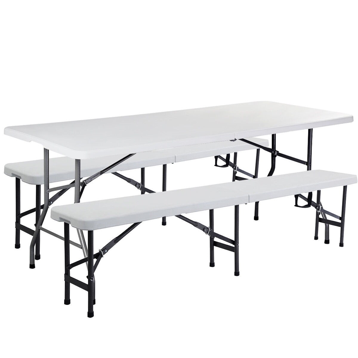 Benches Patio Lawn Garden 6 Plastic Portable Folding Bench Picnic Bench Outdoor Party Camping Dining Folding Bench Multipurpose Bench Seat For Indoor Outdoor Use Stores Easily Off White