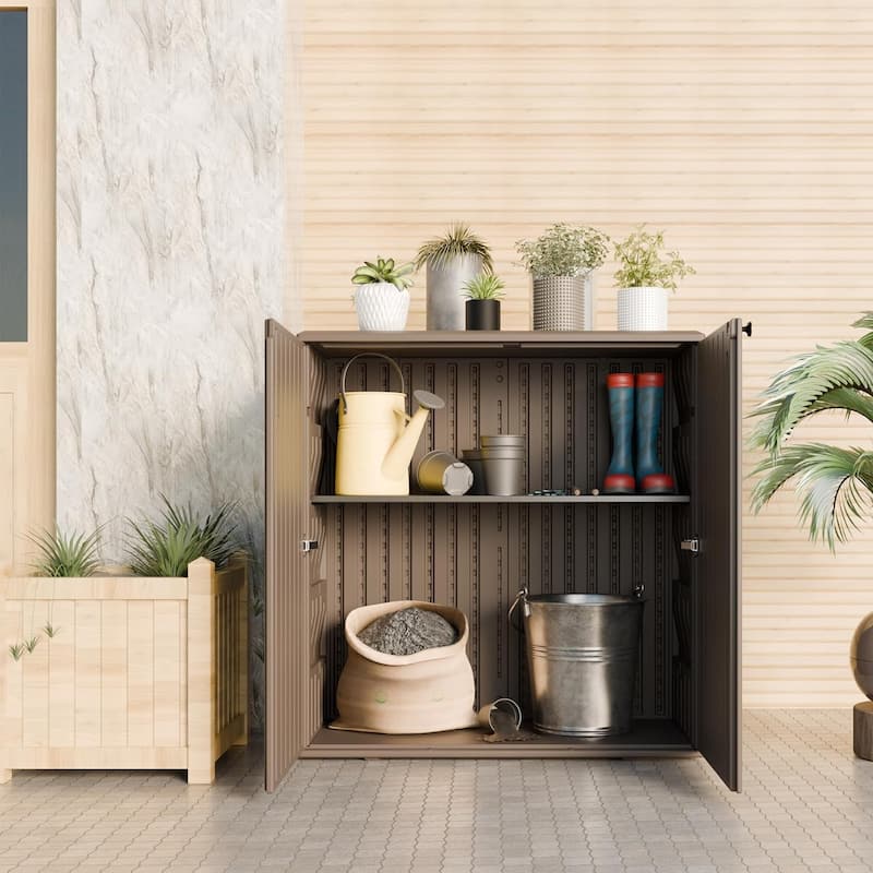 Outdoor Resin Deck Box Storage Shed for Garden,Patios,Backyards,Tools
