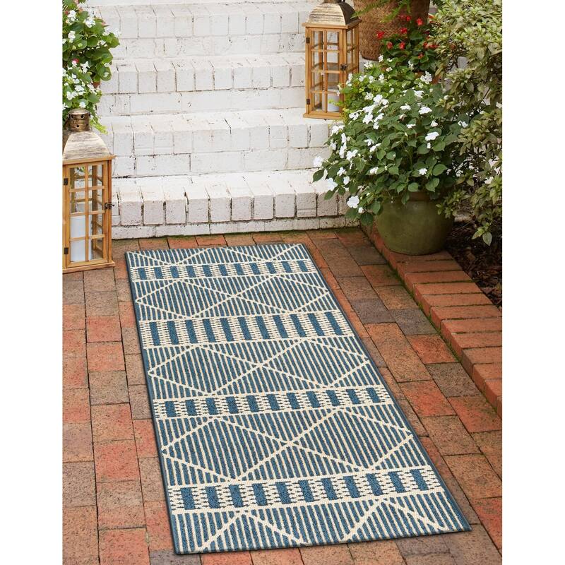 Outdoor Khence Collection Area Rug - Blue - 2'x6'