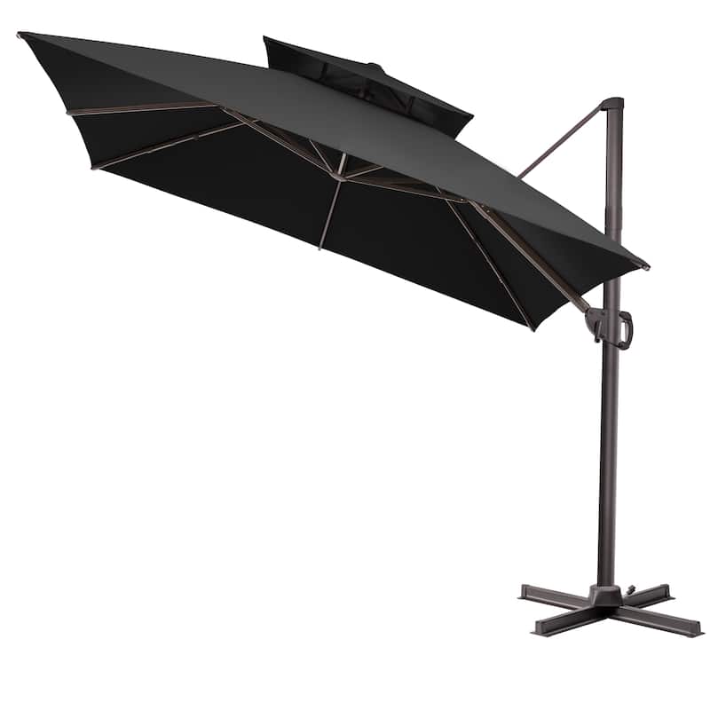 Pellebant Outdoor Patio Cantilever Offset Umbrella 11 ft Double Top