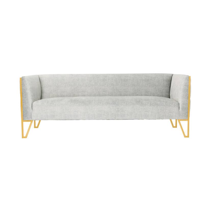 Manhattan Comfort Vector 81.5 in. Grey and Gold Velvet 3-Seat Sofa - Grey