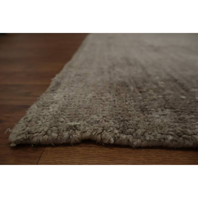 Hand Knotted Oriental Silk Carpet Tribal Contemporary Greys & Charcoal Gabbeh Area Rug - 12' 11'' X 9' 5''