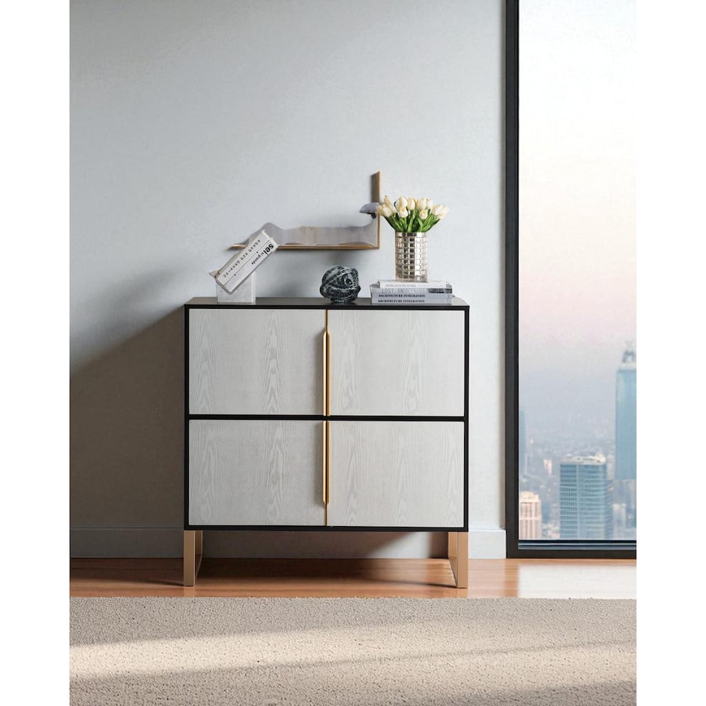 Multi-Functional 42" Sideboard with Metal Base and 4 Doors, Storage Cabinet for Kitchen & Bathroom