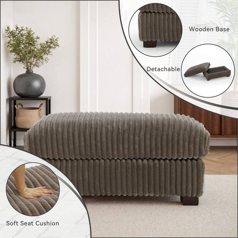 40"W Cotton Flannel Modular Sectional Ottoman