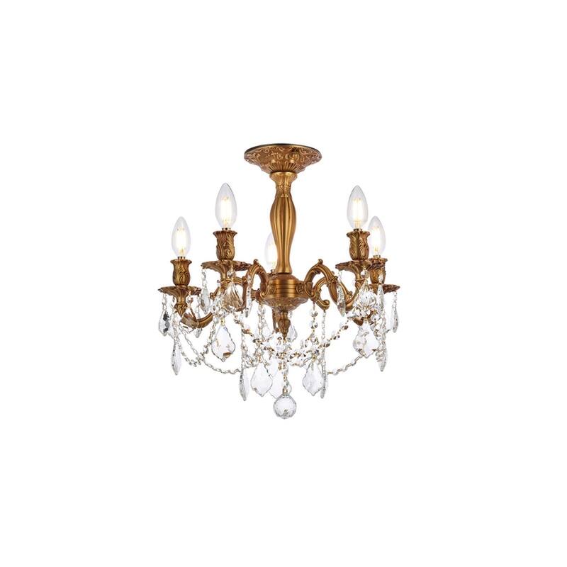 Somette Meilen 5-light Royal Cut Crystal and French Gold Flush Mount