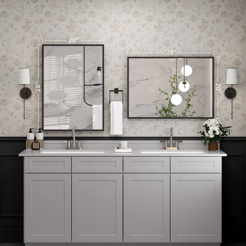 Tempered Glass and Metal Framed French Cleat Mounted Wall Bathroom / Vanity Mirror