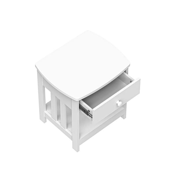 Solid Wood End Table Nightstands with A Shelve and 1 Drawer Bed Bath