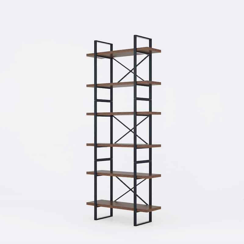 Baldwin 6-Tier Mordern Bookshelves in Antique Walnut Color - 35"x13"x85"H