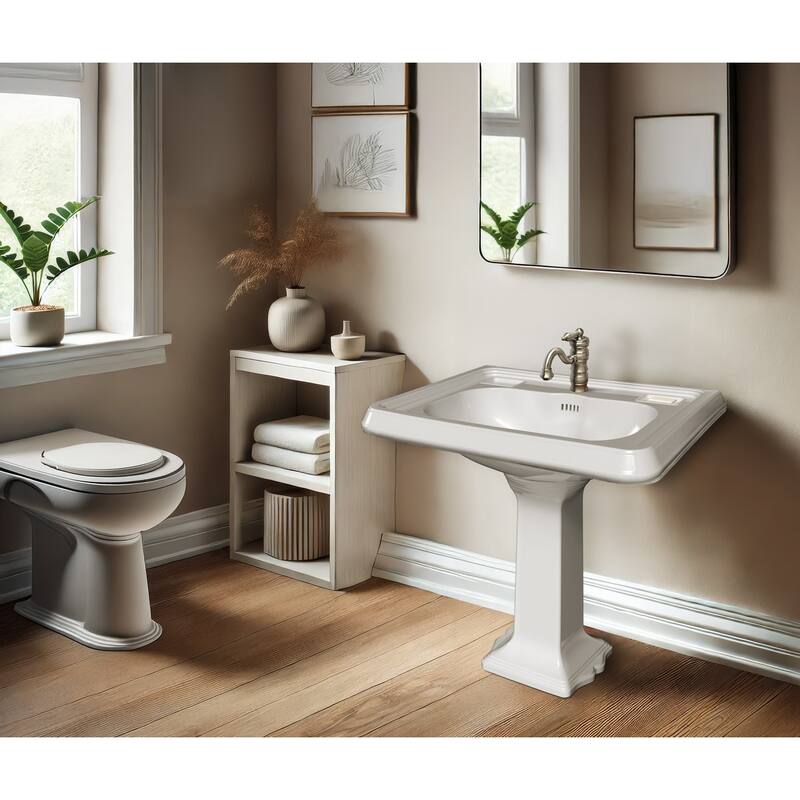 Whitehaus AR854-AR805-1H 28-3/4" Rectangular Vitreous China Pedestal