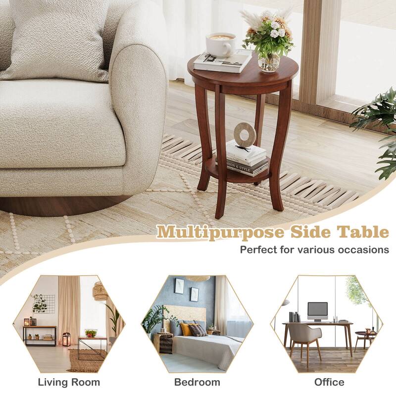 Costway 2 PCS 2-Tier End Table 18'' Round Compact Sofa Side Nightstand - See Details