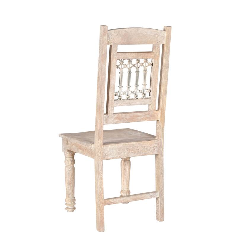 HomeRoots Set of Two White Wood Slat Back Dining Side Chairs - 18' X '42' X '18