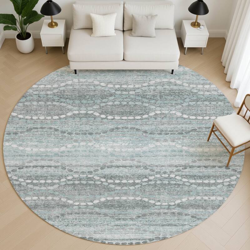 Premium Washable Super Soft Pixy Stripes Mayfield Rug - Teal - 8' x 8'
