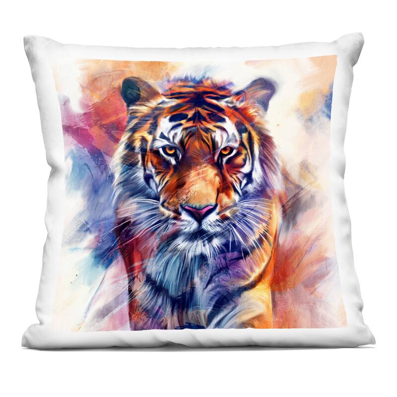 Stupell Fierce Vibrant Tiger Decorative Printed Throw Pillow Design by Kim Allen - Accent - Polyester - Orange - Single