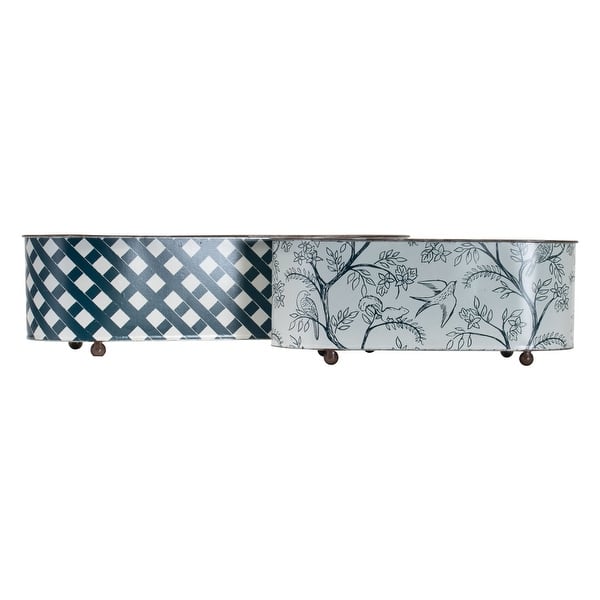 slide 2 of 7, Foreside Home & Garden Set of 2 Multicolored Galvanized Metal Planters with Round Feet - 20.25 x 7 x 6.5
