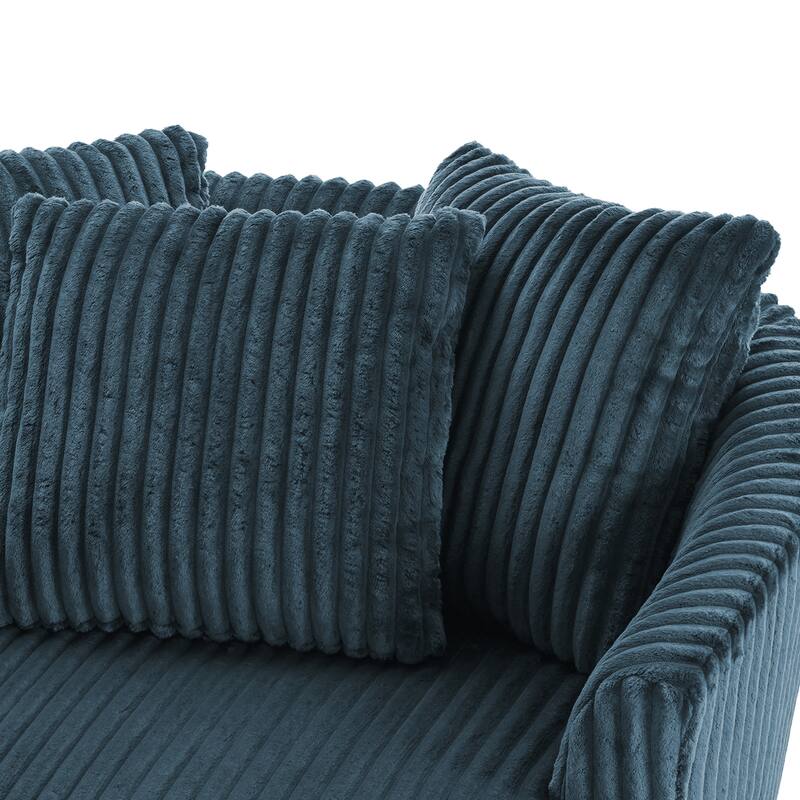 2 Set Oversized 43" W Plush Corduroy Swivel Barrel Chair with Pillows
