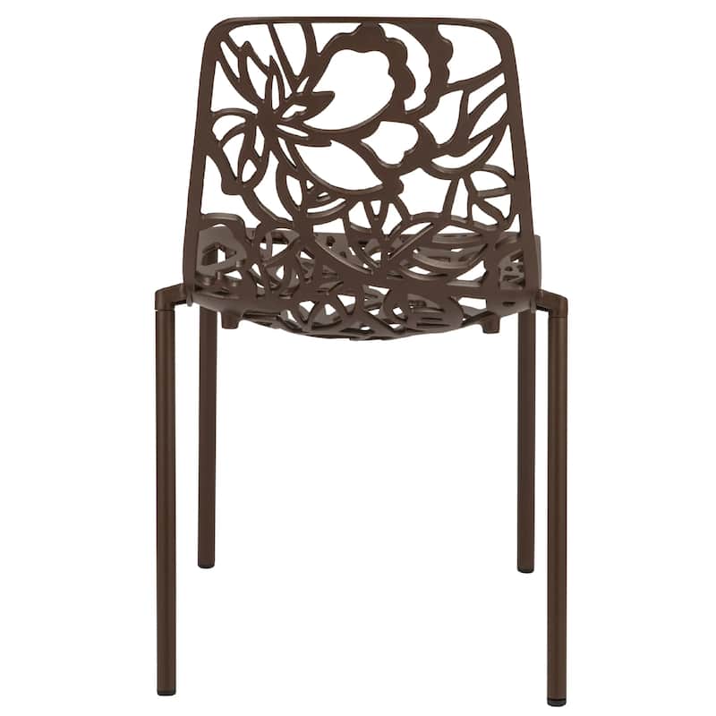 Devon Aluminum Floral Cutout Stackable Dining Chair for Dining Room, Patio, or Garden
