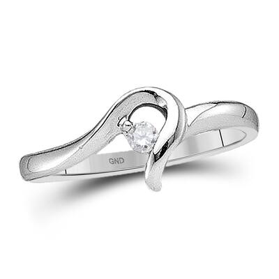 10k White Gold Womens Round Diamond Solitaire Promise Ring (1/20 Cttw, G-H Color, I2-I3 Clarity)