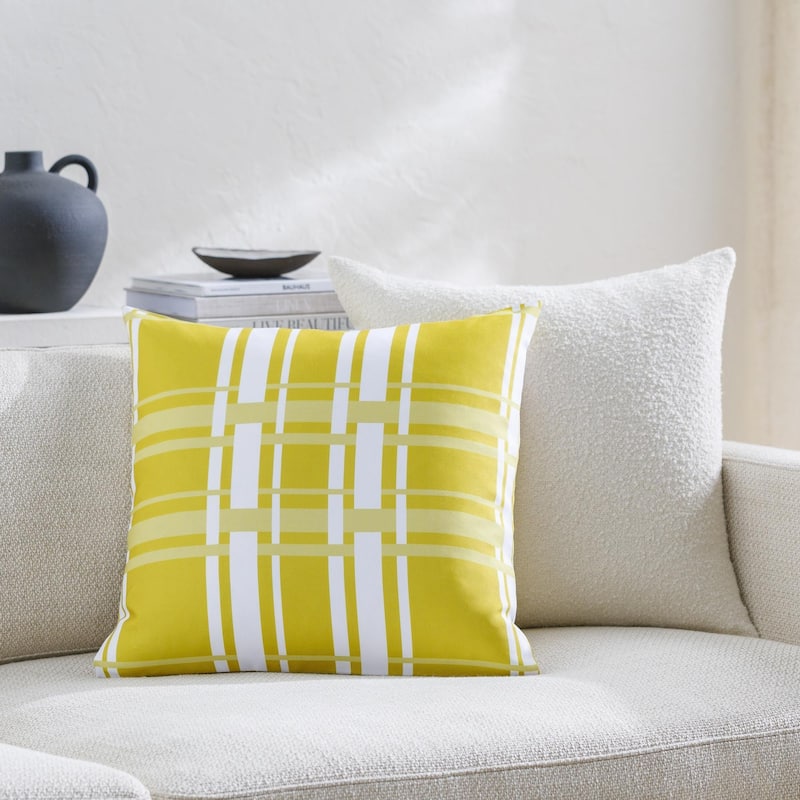 Weave Stripped Throw Pillow - 22x22 Cover Only - Yellow/White