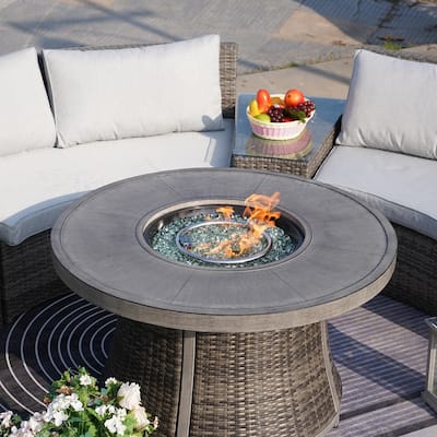 Patio Wicker Delicate and Exquisite Round Firepit Table